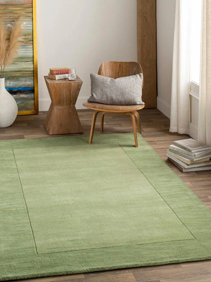 Hand-Loomed Mystique Light Green Wool Rug