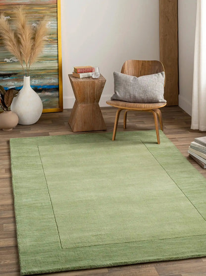 Hand-Loomed Mystique Light Green Wool Rug