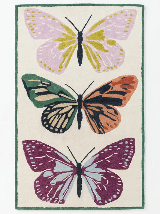 Hand-Tufted Wool Butterfly Rug