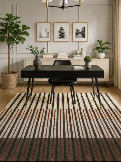 Multicolor Striped Wool & Viscose Silk Rug