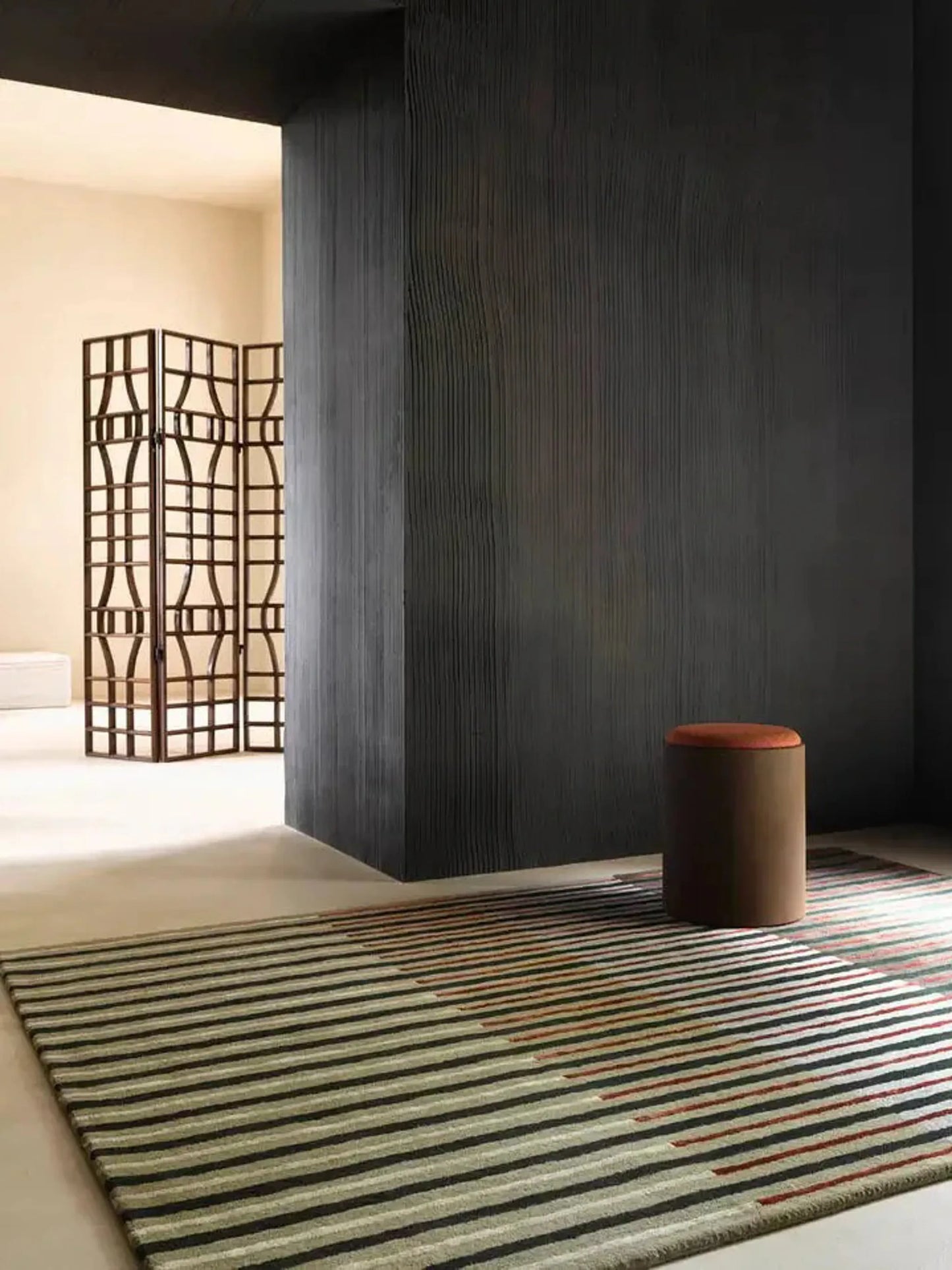 Multicolor Striped Wool & Viscose Silk Rug