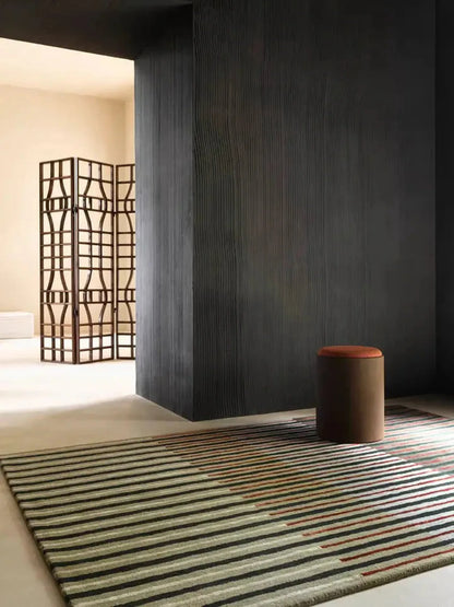 Multicolor Striped Wool & Viscose Silk Rug
