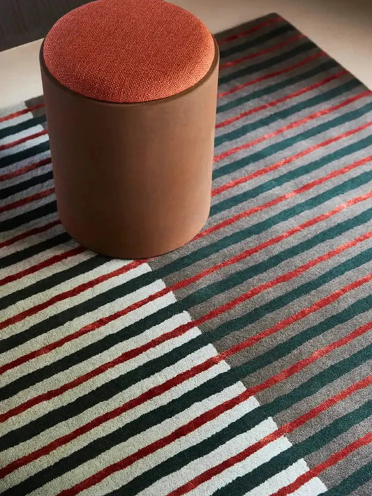 Multicolor Striped Wool & Viscose Silk Rug
