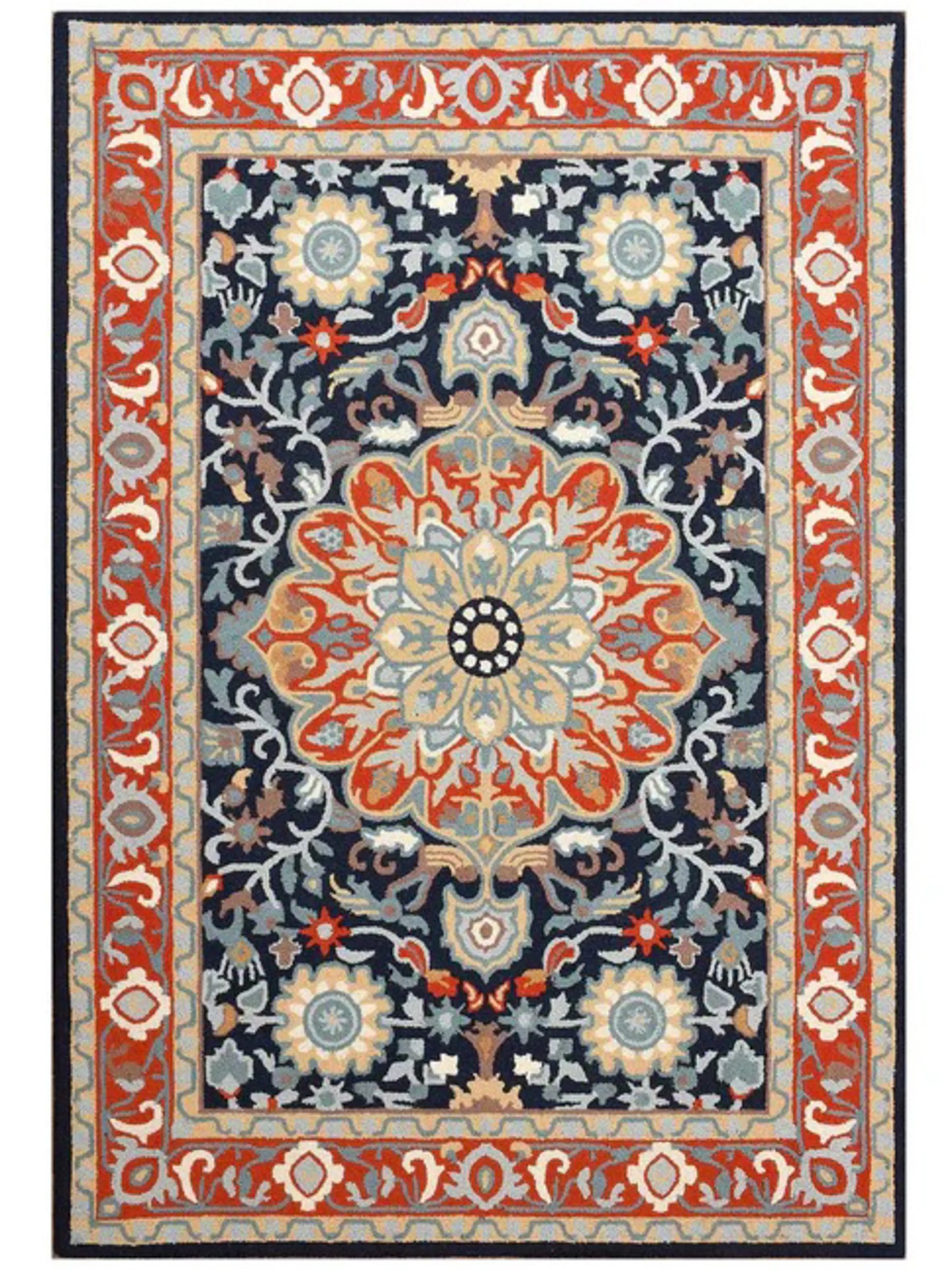 Orange Traditional Hand-Tufted Wool Carpet