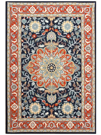 Orange Traditional Hand-Tufted Wool Carpet