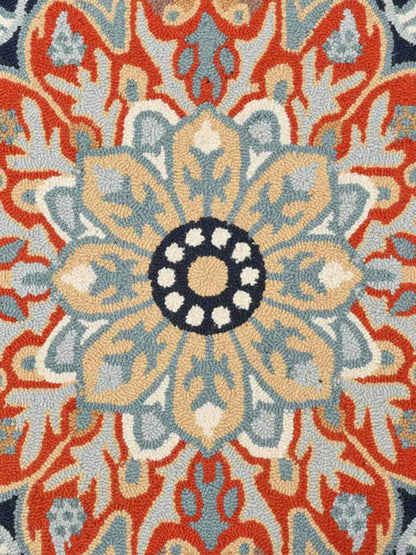 Orange Traditional Hand-Tufted Wool Carpet