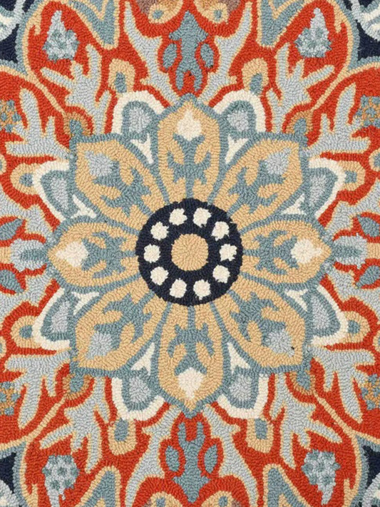Orange Traditional Hand-Tufted Wool Carpet