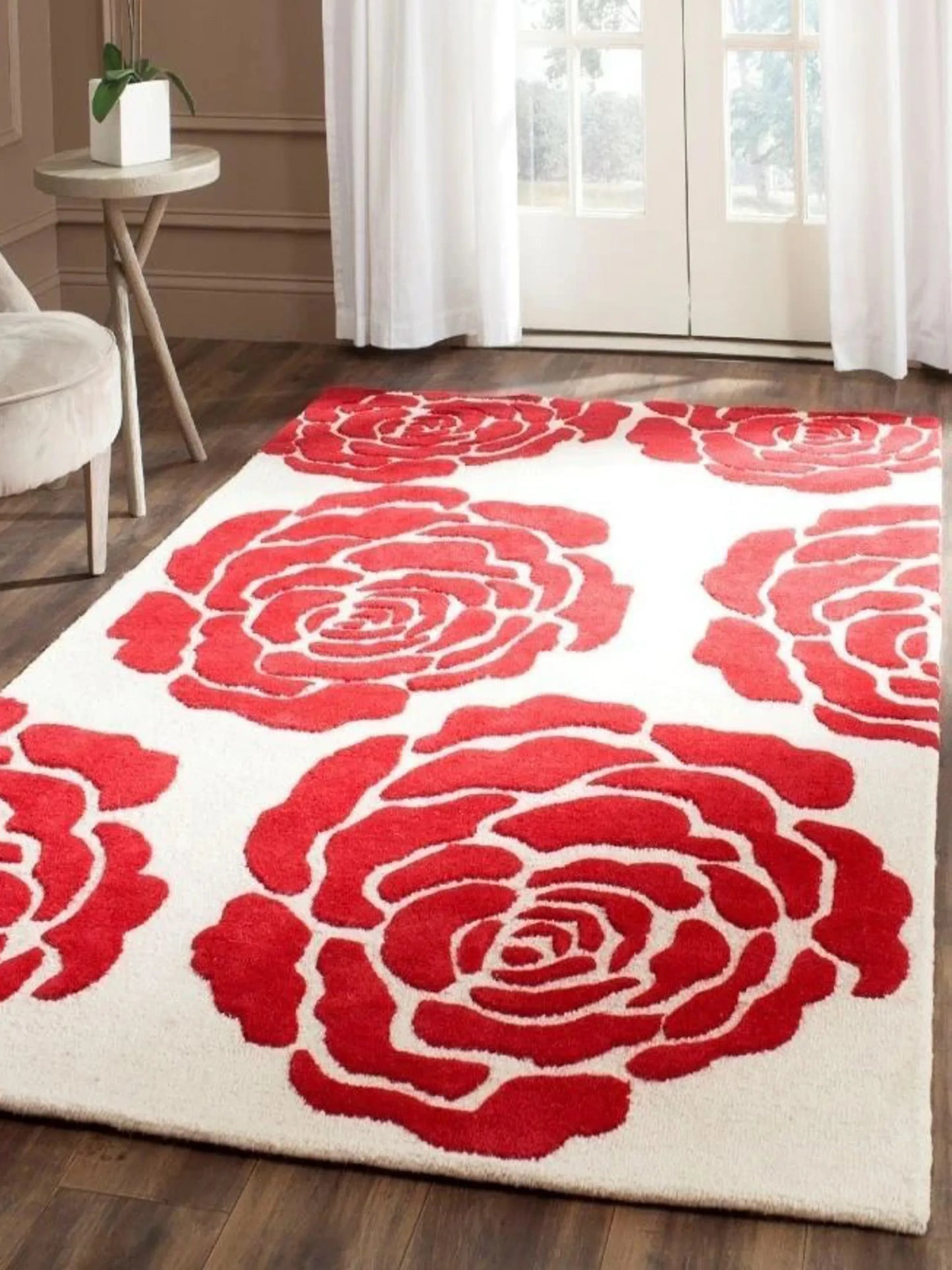 Red Ivory floral rug
