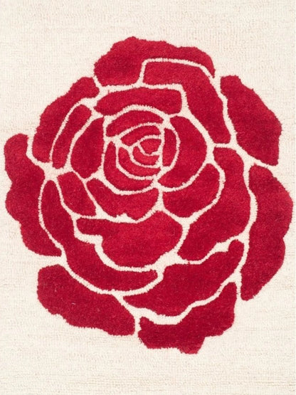 Red Ivory floral rug