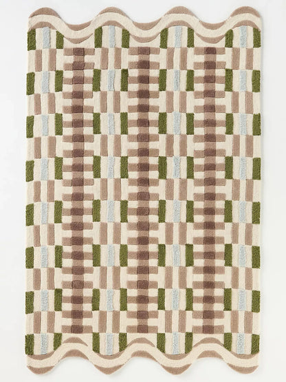 Tufted wool scalloped